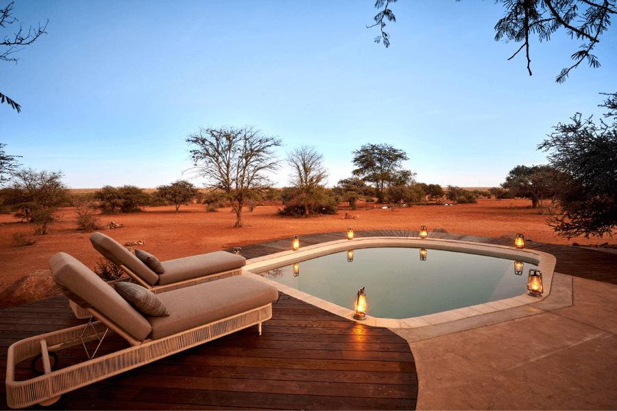 Tswalu lodge with view of the Southern Africa desert
